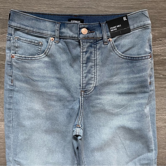 *EXPRESS High Rise Straight Ankle Button Jeans Sz 6L - Picture 3 of 8